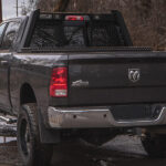 Guardian Open Mesh Headache Rack with LED lights on a Dodge Ram with a Low Profile Toolbox