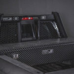 Low Profile Truck Tool Box with Leopard Finish and Guardian Headache Rack