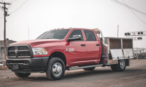 9061 686 flatbed fire red dodge 3500 dually 8.21.18 6
