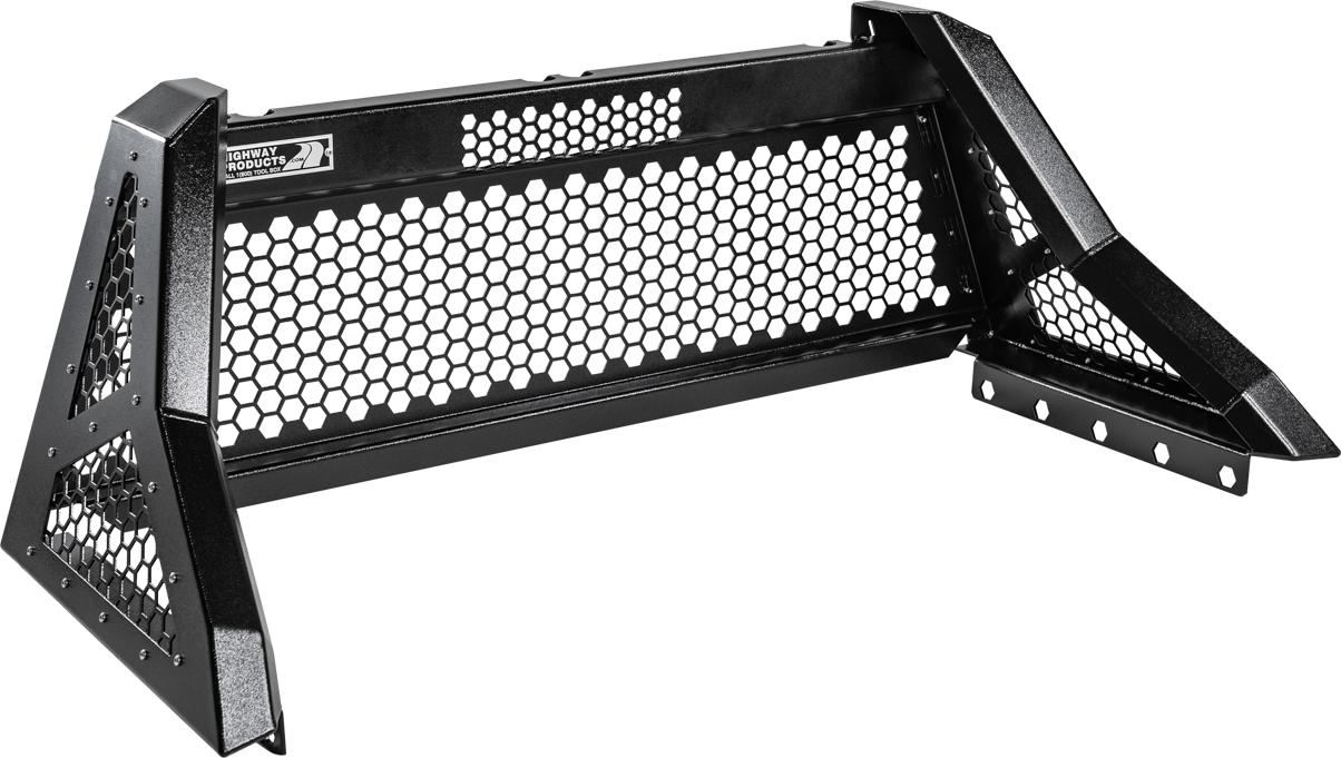 Full Mesh Truck Headache Rack - Savage Black Powder Coat - left