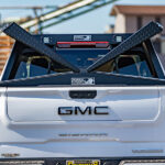 Guardian Open Post Headache Rack with Gullwing Toolbox and Bed Rails on GMC Sierra - 4